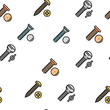Screw And Bolt Building Accessory Vector Seamless Pattern Stock Illustration
