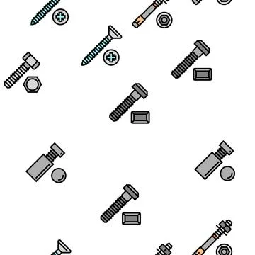 Screw And Bolt Building Accessory Vector Seamless Pattern Stock Illustration