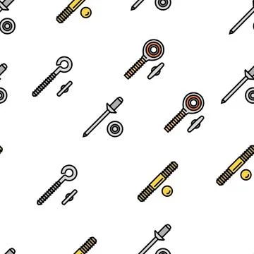 Screw And Bolt Building Accessory Vector Seamless Pattern Stock Illustration