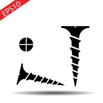 Screw and Screw head. Vector illustration isolated on white background Stock Illustration
