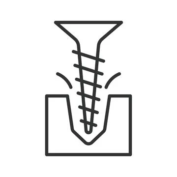 Screw being driven into material, icon in line design. Fastening, construction Stock Illustration