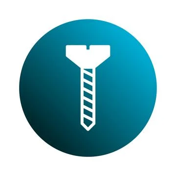 Screw on blue round background illustration highlighting construction faste.. Stock Illustration