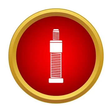 Screw bolt icon flat design red circle button Stock Illustration