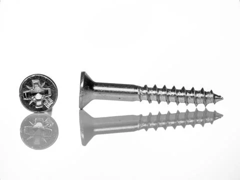 Screw with clipping path (macro), lots of detail, white background, screw use Stock Photos