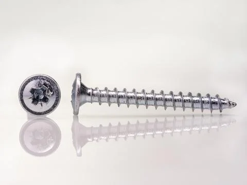 Screw with clipping path (macro), lots of detail, white background, screw use Stock Photos