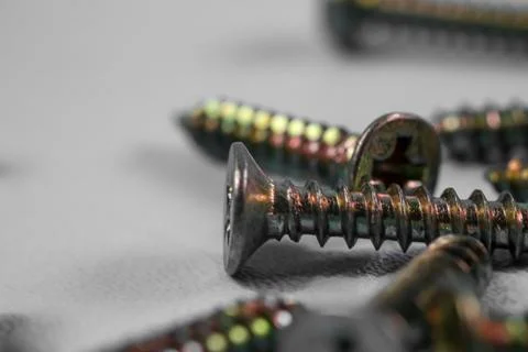Screw close up isolated on white background Stock Photos