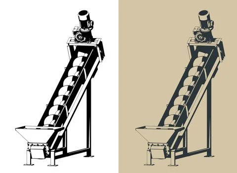 Screw conveyor isometric illustrations Stock Illustration