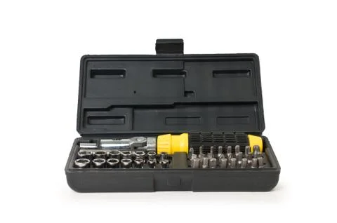 Screw driver and spanner kit Stock Photos