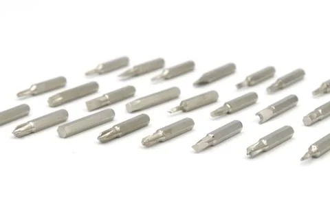 Screw driver bit verities on white background Stock Photos