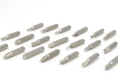 Screw driver bit verities on white background Stock Photos