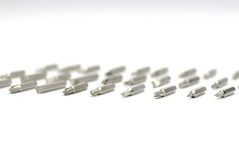 Screw driver bit verities on white background Stock Photos