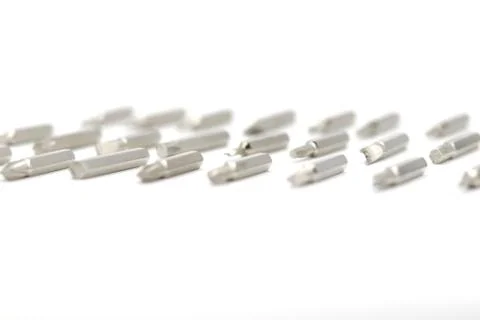 Screw driver bit verities on white background Stock Photos