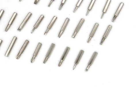 Screw driver bit verities on white background Stock Photos
