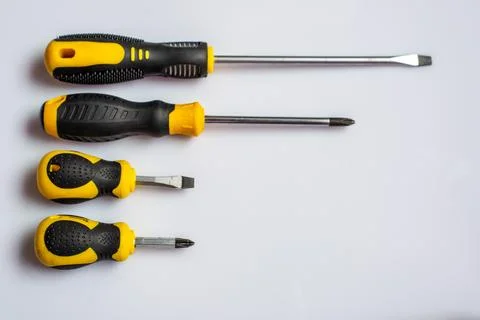 Screw Driver Set on White Background Stock Photos