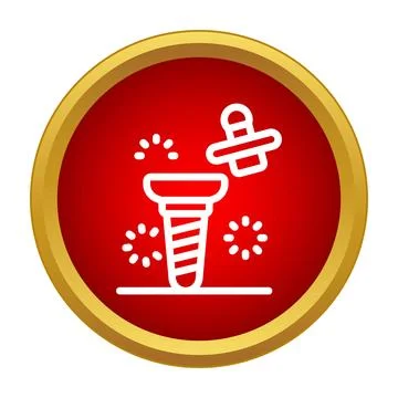 Screw fastener installing into surface icon design Stock Illustration