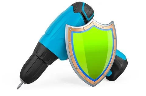 Screw gun with shield, 3D rendering Ilustração Stock