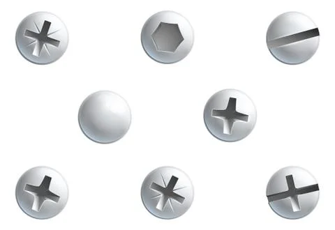 Screw Heads Stock Illustration