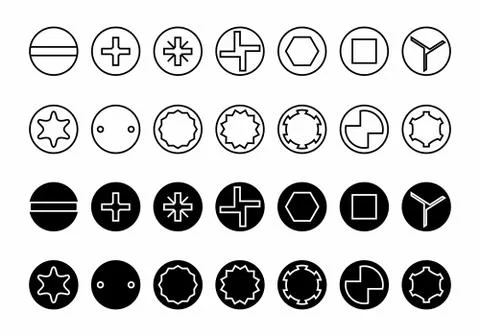 Screw heads types Stock Illustration