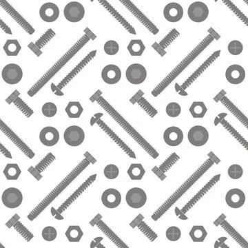 Screw hex bolt seamless pattern design illustration isolated on white background Stock Illustration