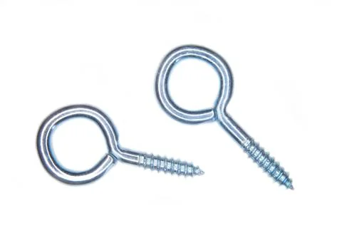 Screw hook on a white background seen close up Stock Photos