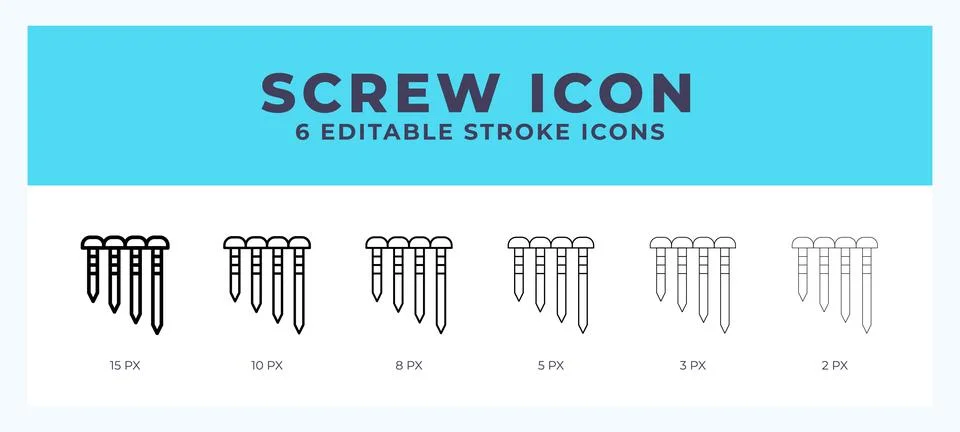 Screw icon. Editable stroke line icon vector illustration. Stock Illustration