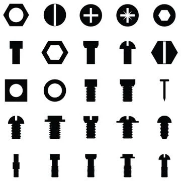 Screw icon set Stock Illustration