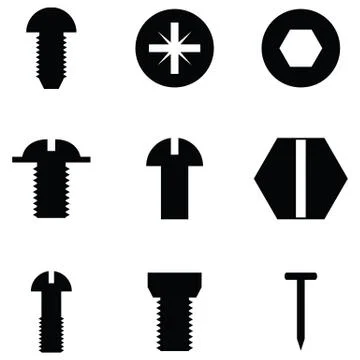Screw icon set Stock Illustration