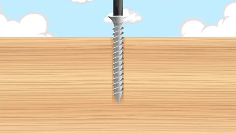 Screw Insertion into Wooden Surface Stock Footage 300322512