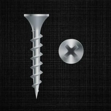 Screw on a metal background. 스톡 일러스트