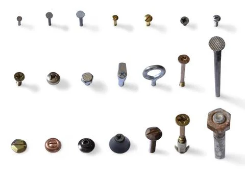 Screw nail hook dowel nut washer bolts Stock Photos