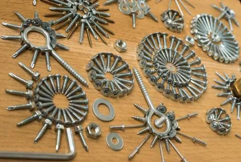 Screw, nails, bolt. Stock Photos