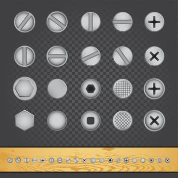 Screw nut bolt nail template Stock Illustration
