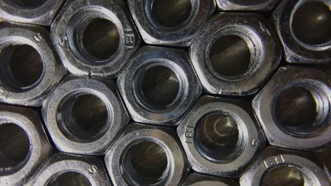 Screw nut macro shot Rotating Turning Stock Footage 126082385