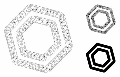 Screw Nut Vector Mesh 2D Model and Triangle Mosaic Icon Stock Illustration