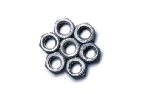 Screw Nuts Tesselar Pattern isolated on White Stock Photos