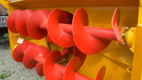 Screw-rotor snow blower. Stock Footage 335241327