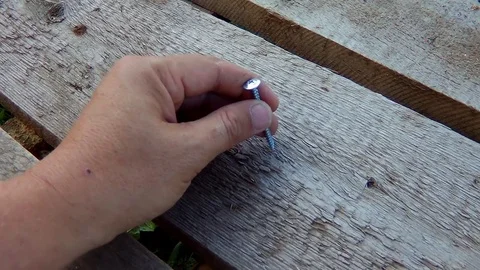 Screw the screw into the board Stock Footage 78058531