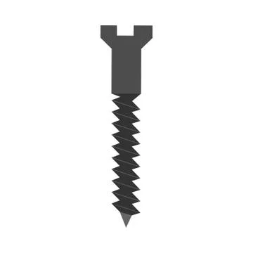 Screw spike steel vector tool isolated white. Repair flat metal bolt illustra Ilustración de archivo
