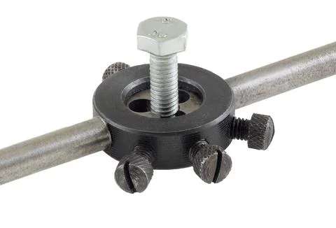 Screw, thread cutting die on a white background, clipping path Stock Photos
