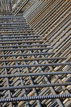 Screw thread steel bar framework Stockfoto's