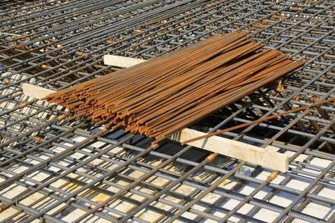 Screw thread steel bar framework Stockfoto's