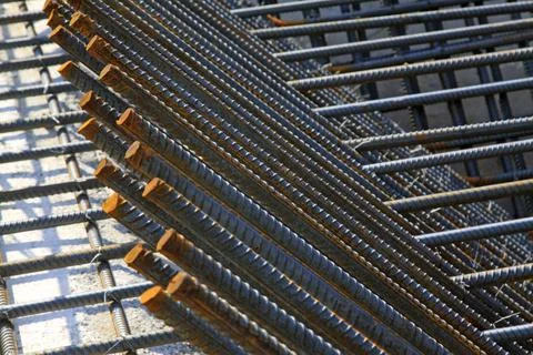Screw thread steel bar framework Stockfoto's