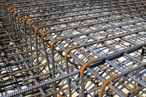 Screw thread steel bar framework Stockfoto's