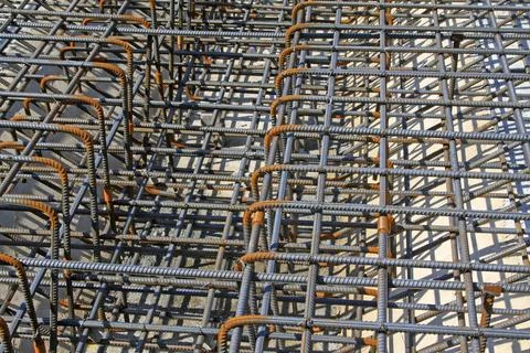Screw thread steel bar framework Stockfoto's