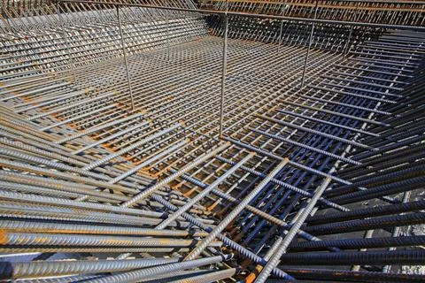 Screw thread steel bar framework Stockfoto's