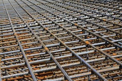 Screw thread steel bar framework Stockfoto's