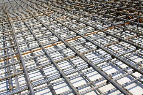 Screw thread steel bar framework Stockfoto's