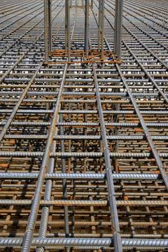 Screw thread steel bar framework Stockfoto's