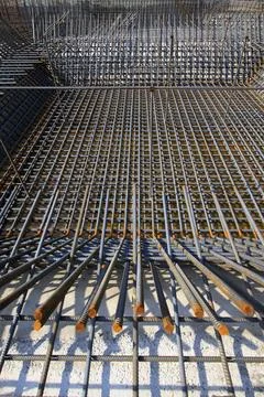 Screw thread steel bar framework Stock Photos
