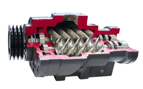 Screw type high pressure compressor prepared pumpfor pumping of water, fuel,  Stock-Fotos